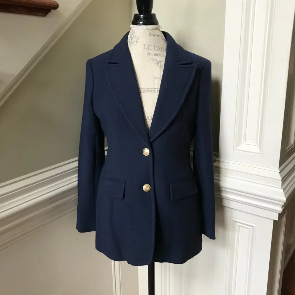 NWT JCrew Blazer Jacket Womens 6 Navy Blue Italian Double Cloth Wool BV087 NEW